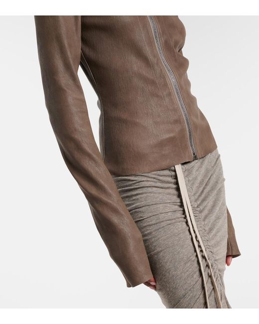 Rick Owens Brown Gary Leather Jacket