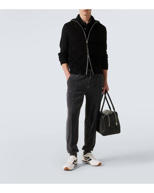 Tom Ford Jacke Aus Einem Wollgemisch Mit Veloursleder in Black für Herren