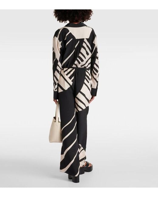 Sir Black Printed Mid-Rise Silk Wide-Leg Pants