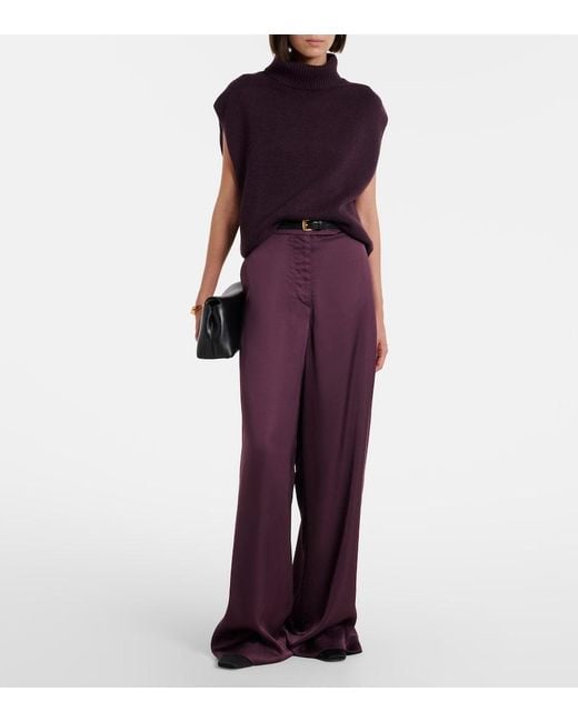 Jardin Des Orangers Purple Turtleneck Wool And Cashmere Sweater Vest