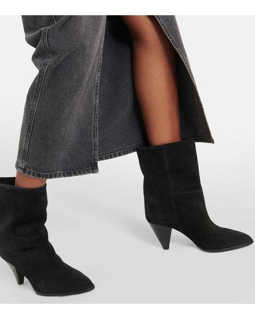 Isabel Marant Black Ankle Boots Rouxa Aus Veloursleder