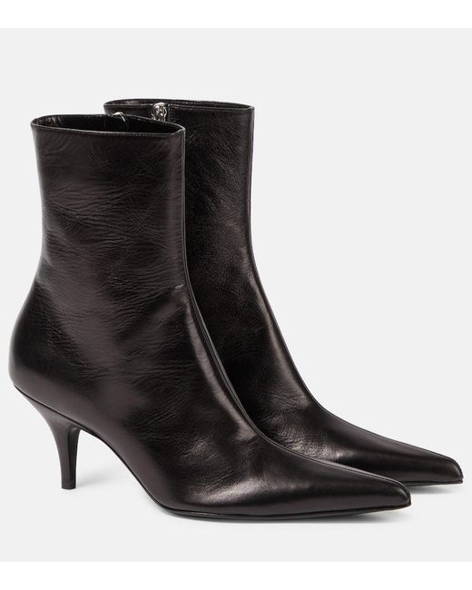 The Row Black Sling Leather Ankle Boots