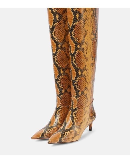 Ulla Johnson Brown Embossed Leather Over-the-Knee Boots