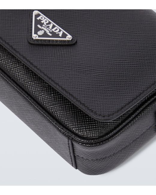 Prada Black Logo Saffiano Leather Shoulder Bag for men