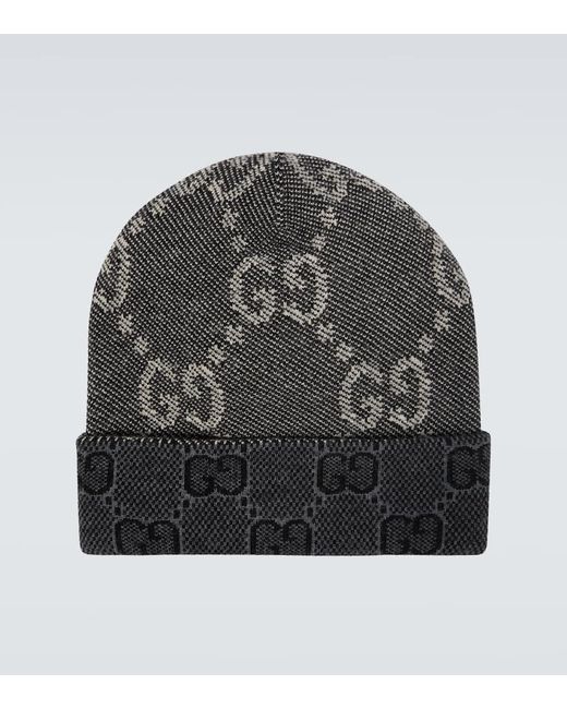 Cappello beanie in maglia di lana gg di Gucci in Gray da Uomo