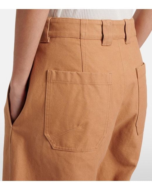 Chloé Brown Cropped Barrel-Leg Pants