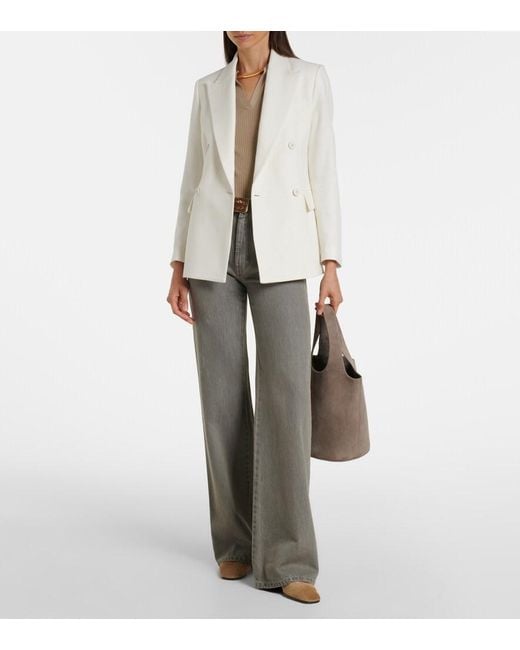 Eleventy Natural Double-Breasted Wool And Cashmere Blazer