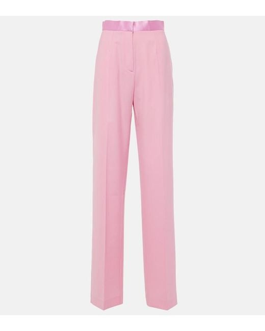 Nensi Dojaka Pink High-Rise Satin Straight Pants