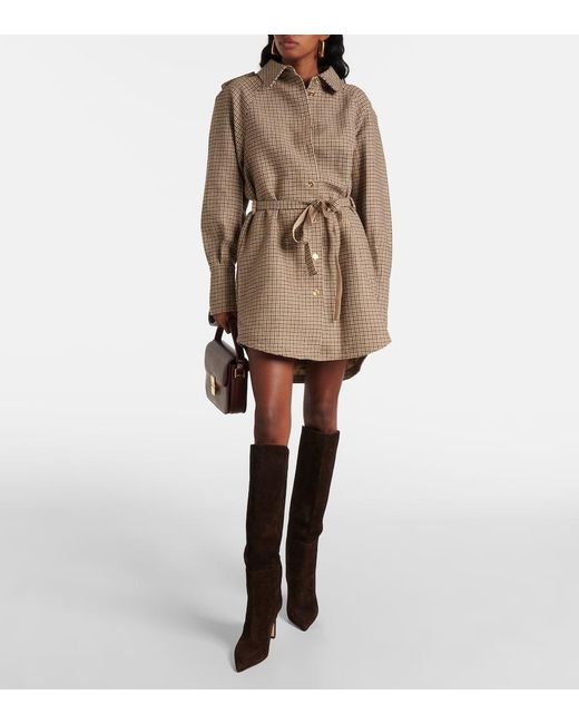 Patou Natural Houndstooth Flannel Shirt Dress