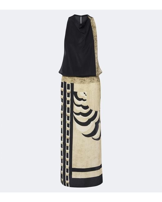 Sir Metallic Sona Printed Silk Maxi Dress