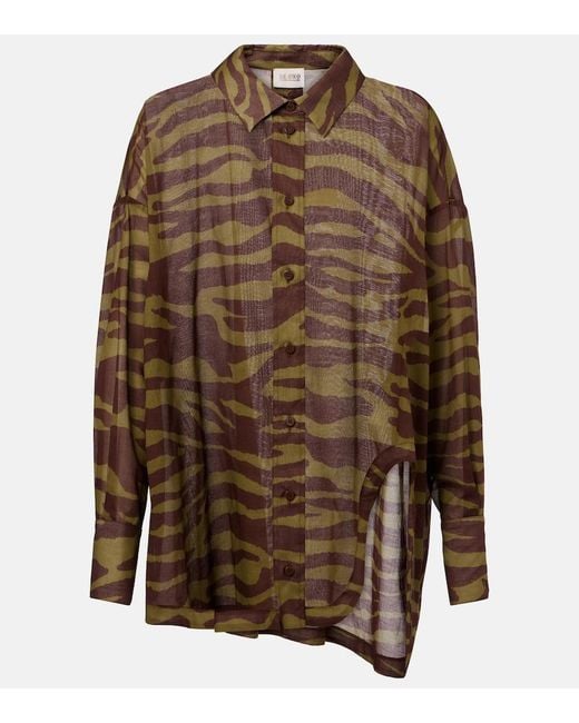 The Attico Brown Zebra-Print Cotton Muslin Shirt