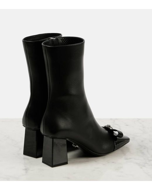 Versace Black Ankle Boots Gianni Ribbon 70 Aus Leder