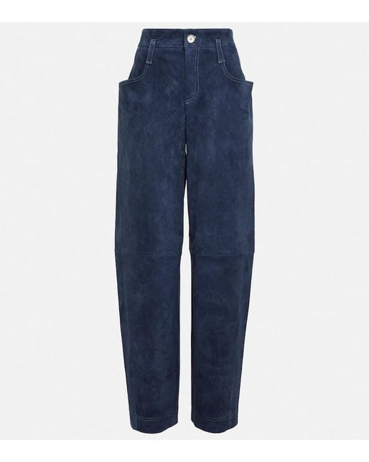 Stouls Blue Cassidy Wide-Leg Leather Pants