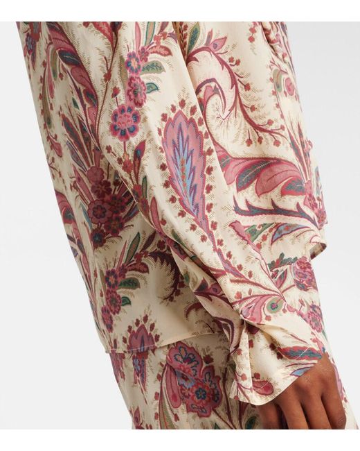 Etro Pink Printed Ruffled Blouse