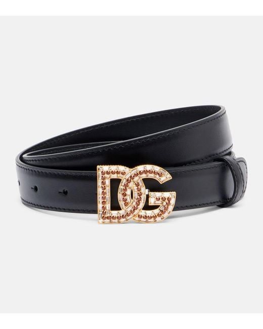 Dolce & Gabbana Black Dg Embellished Leather Belt