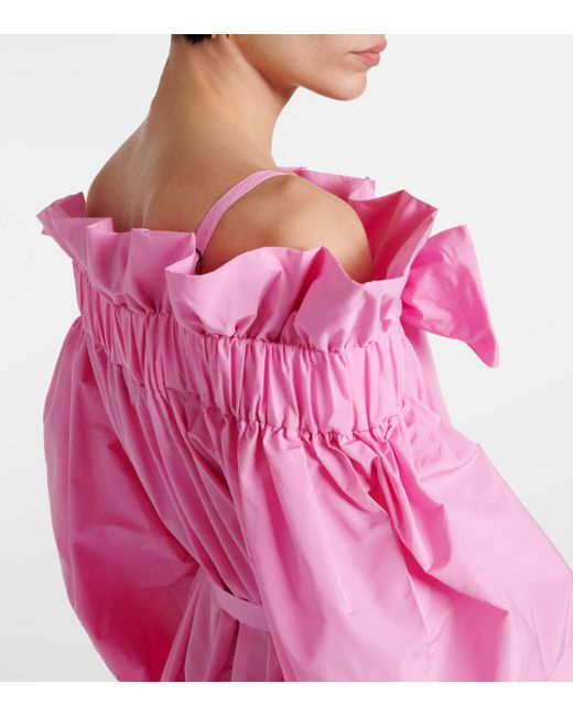 Patou Pink Bow-detail Ruffled Faille Minidress