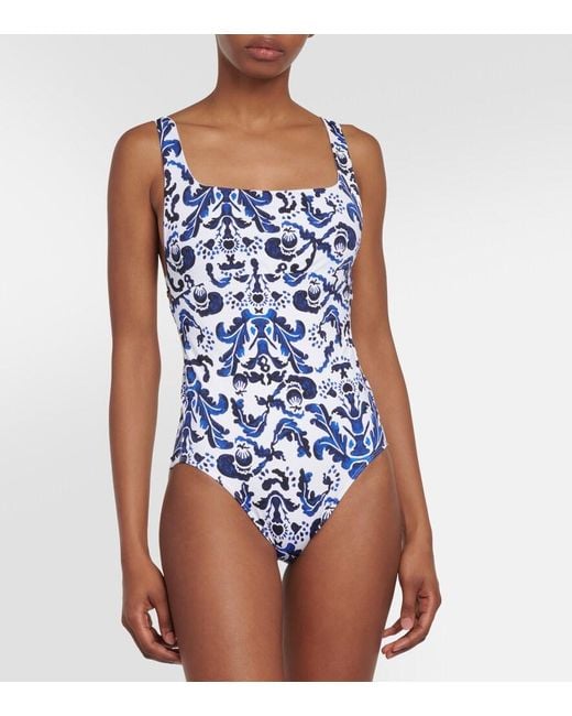 Emilia Wickstead Blue Ana Printed Swimsuit