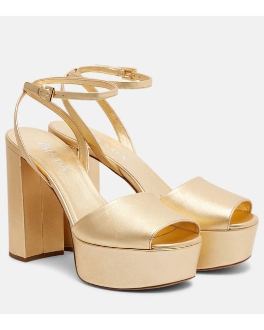 Prada Metallic Leather Platform Sandals