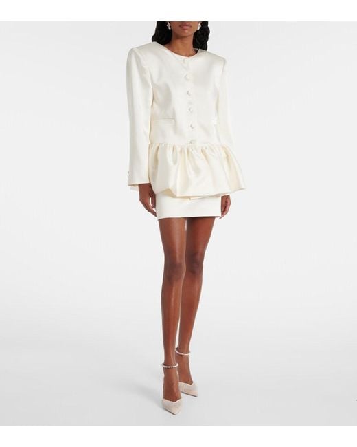 The New Arrivals Ilkyaz Ozel White Meringue Satin Miniskirt