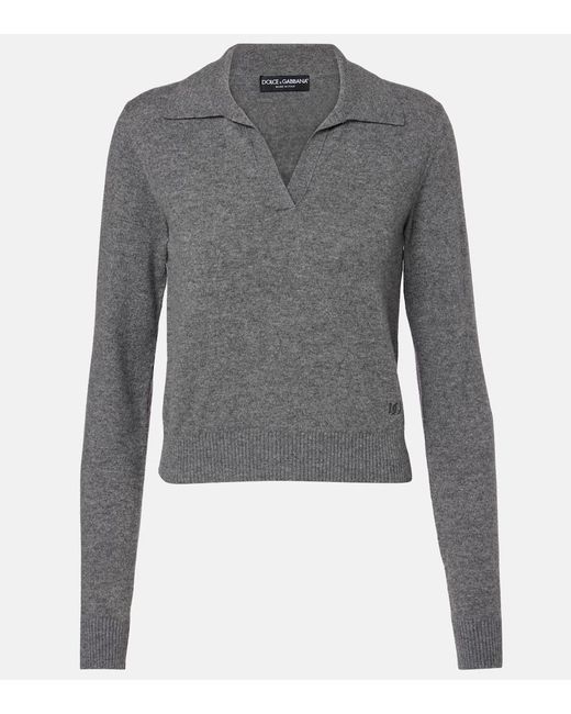Dolce & Gabbana Gray Cashmere Polo Sweater