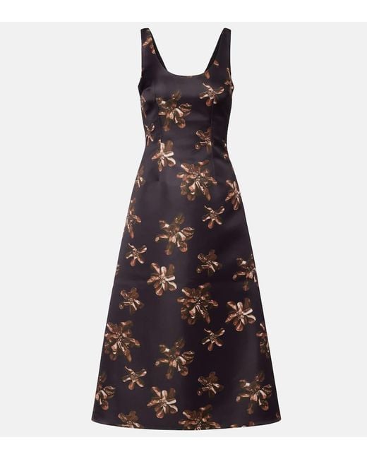 Emilia Wickstead Purple Tippi Floral Genzianella Midi Dress
