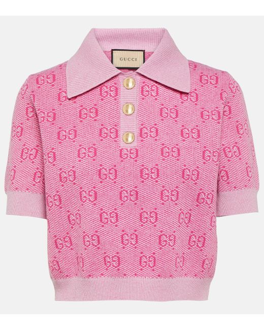 Polo GG en jacquard de laine Gucci en coloris Pink