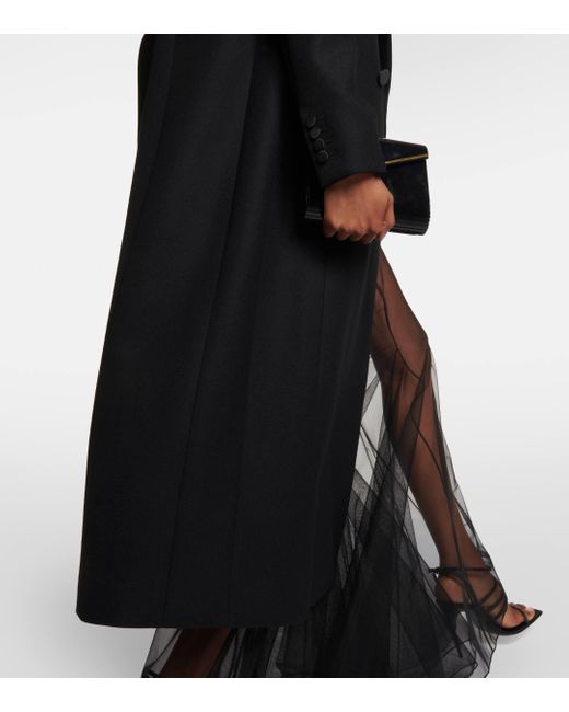 Saint Laurent Black Double-breasted Wool Crepe Tuxedo Coat