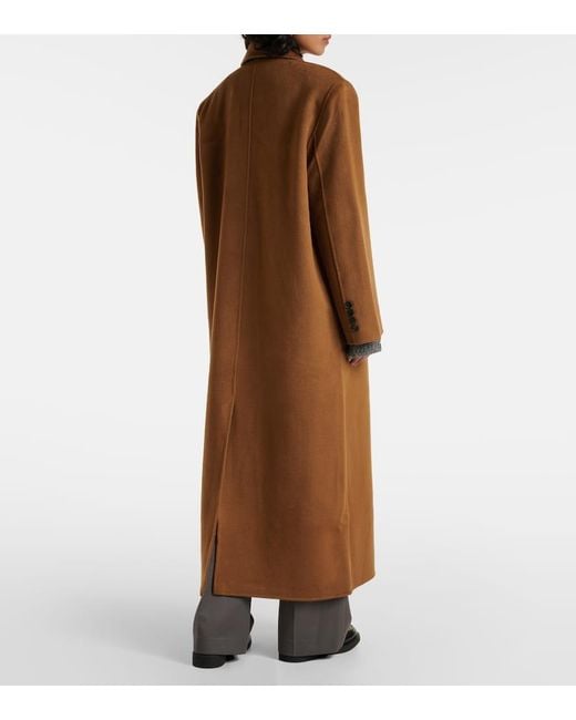 Frankie Shop Brown Gaia Double-Breasted Wool-Blend Coat