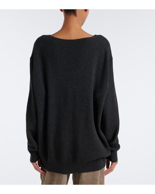 The Row Black Cotton And Cashmere Sweater