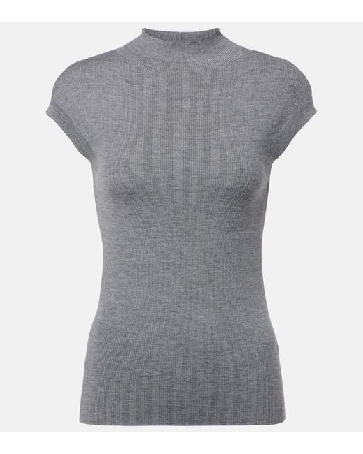 Jardin Des Orangers Gray Wool Mockneck Top