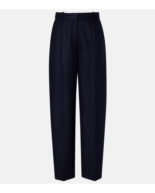 Totême  Blue Weite Hose Aus Flanell