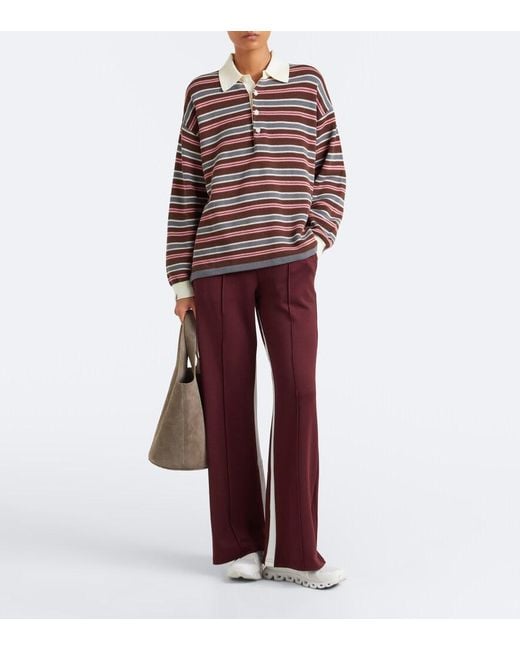 The Upside Red Wonder Striped Cotton Polo Sweater