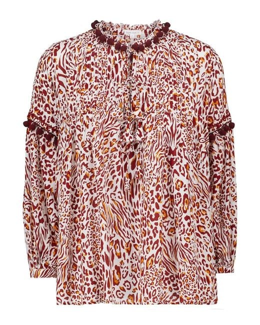 Poupette Red Clara Leopard-print Blouse