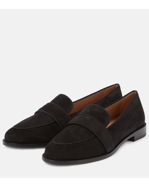 Aquazzura Black Martin Suede Loafers