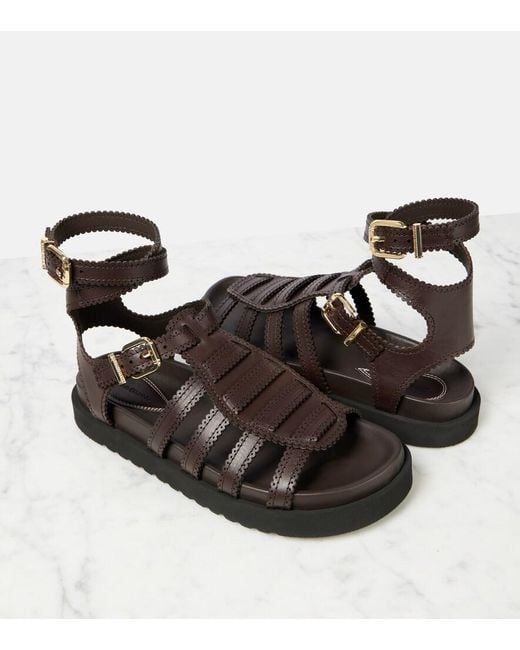 Zimmermann Black Goldie Leather Gladiator Sandals