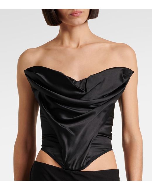 Magda Butrym Black Draped Silk-Blend Satin Corset