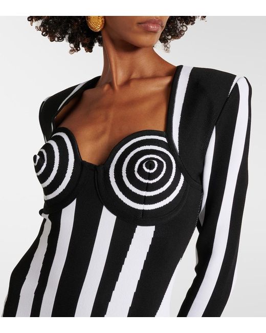 Balmain Black Dress With Striped Pattern