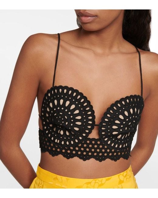 Stella McCartney Black Broderie Anglaise Crop Top