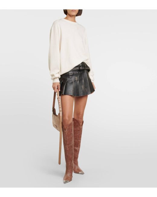 Paris Texas Brown Nadia Leather Knee-high Boots