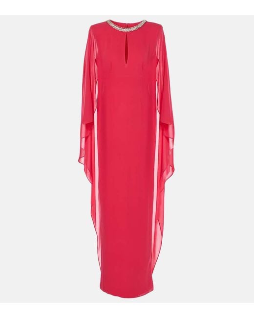 Roland Mouret Red Verzierte Robe Aus Seiden-Chiffon