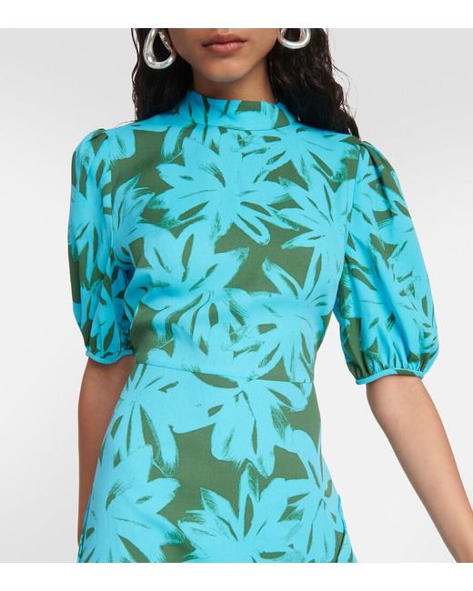 Diane von Furstenberg Blue Nella Floral-print Crepe Midi Dress