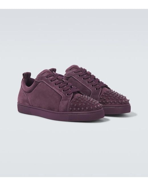 Christian Louboutin Sneakers Louis Junior Spikes Aus Veloursleder in Purple für Herren