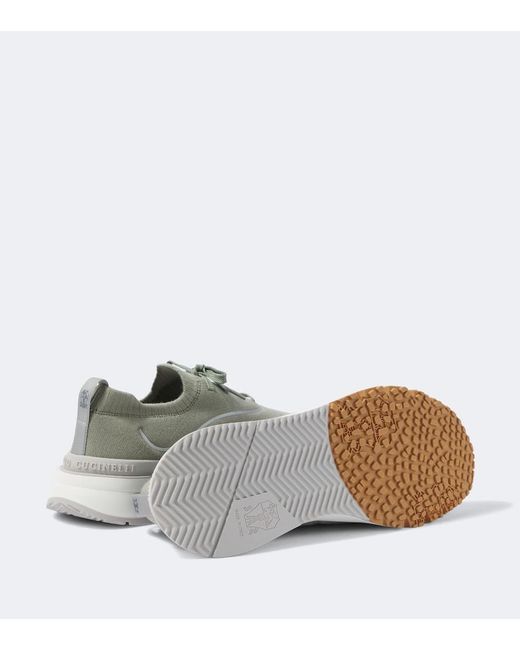 Brunello Cucinelli Green Knitted Sneakers for men