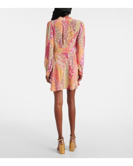 Rixo Pink Hebe Printed Silk Minidress
