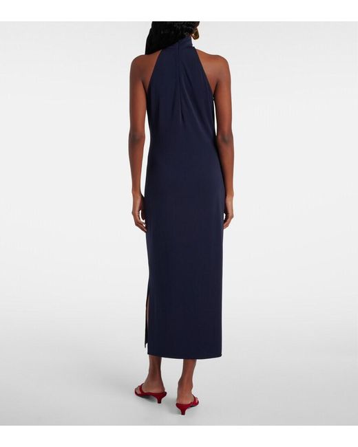 Polo Ralph Lauren Blue High-Neck Jersey Maxi Dress
