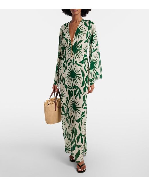 Cala De La Cruz Green Odele Printed Maxi Dress