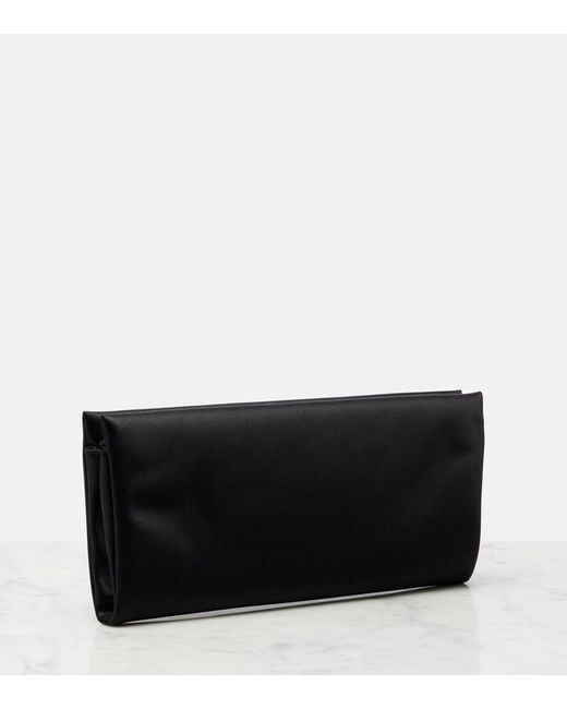 Saint Laurent Black Cassandre Satin Clutch