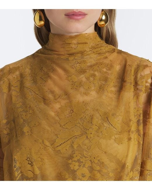 Zimmermann Metallic Ascent Draped Lace Gown