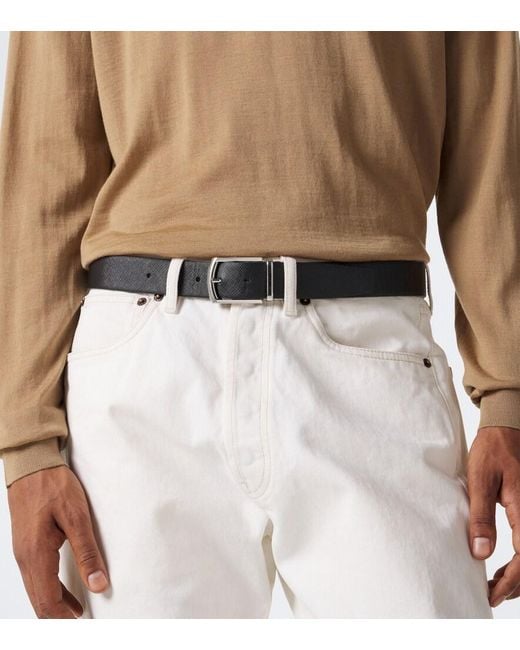 Prada Black Reversible Saffiano Leather Belt for men