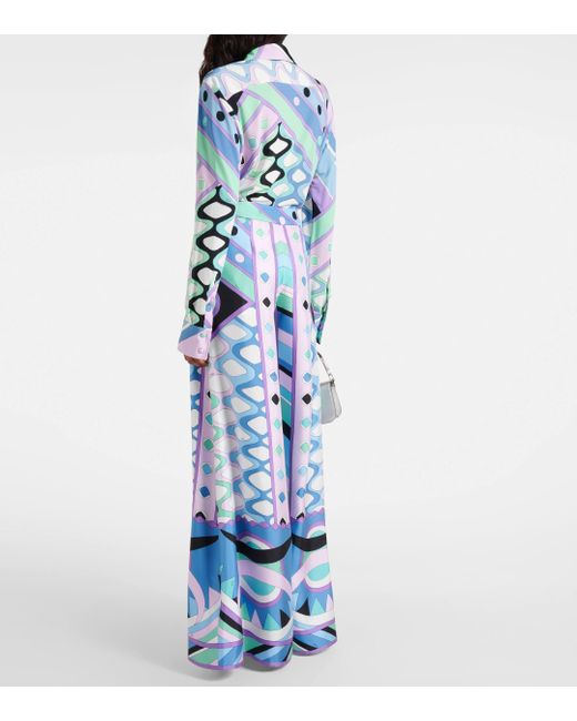 Emilio Pucci Blue Vivara Silk Twill Palazzo Pants